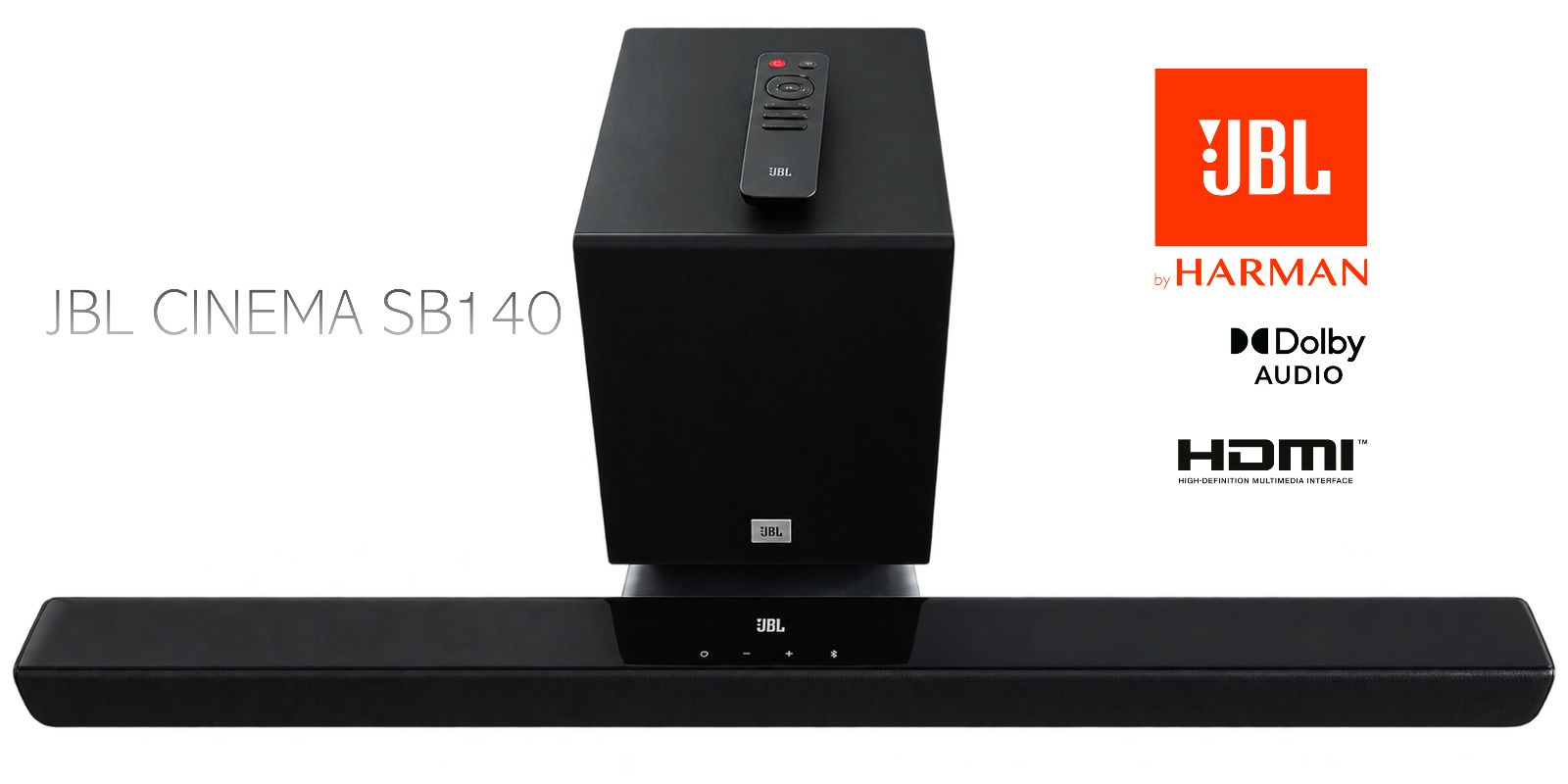 Barra de sonido JBL Cinema SB140 — 2.1 canales con subwoofer dedicado