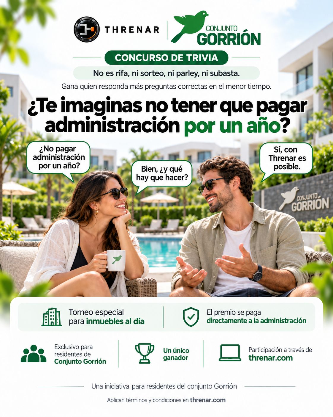Un año de cuota de administración Conjunto Gorrión Alameda del Río